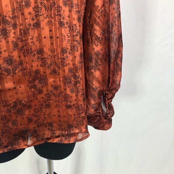 Vici Burnt Orange Loose Fit Peasant Sleeve Blouse - Women’s S - Picture 6 of 8